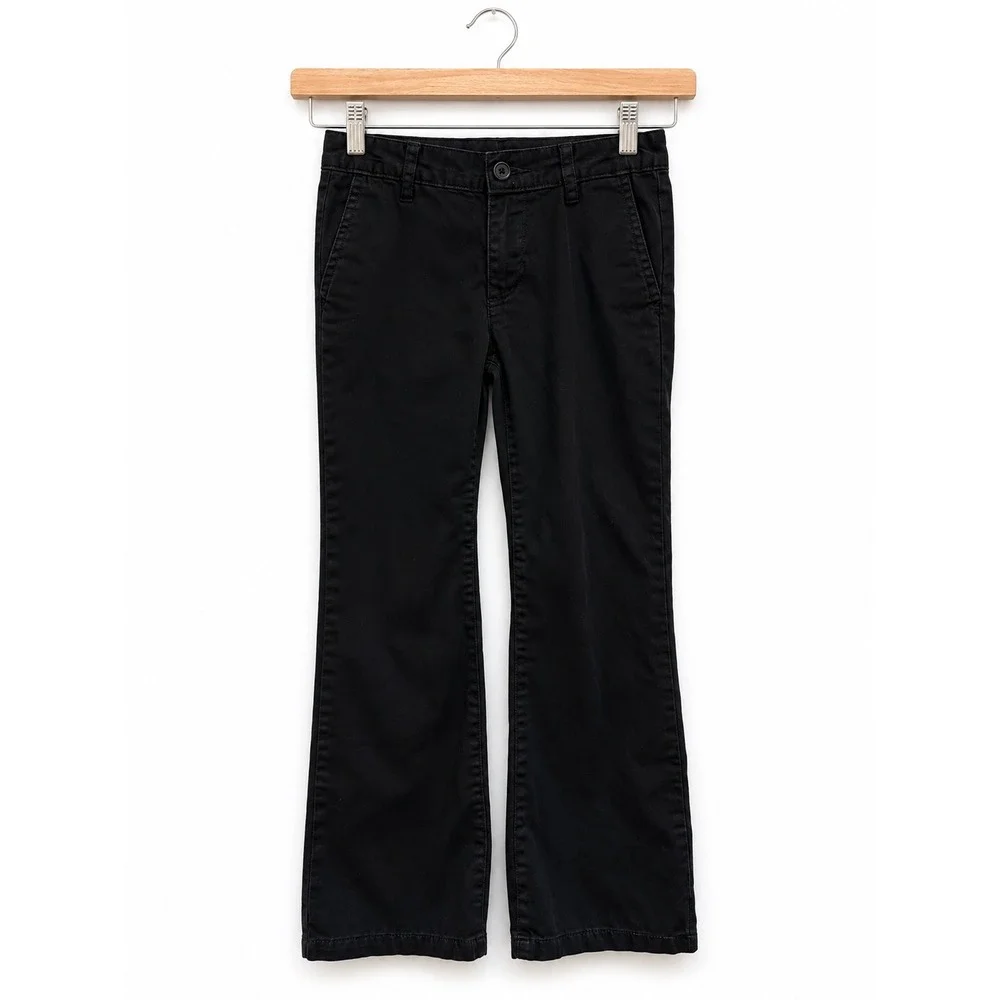 Children's Place Black Chino Pants Girls 6X 7 Straight‎ Leg Adjustable Uniform